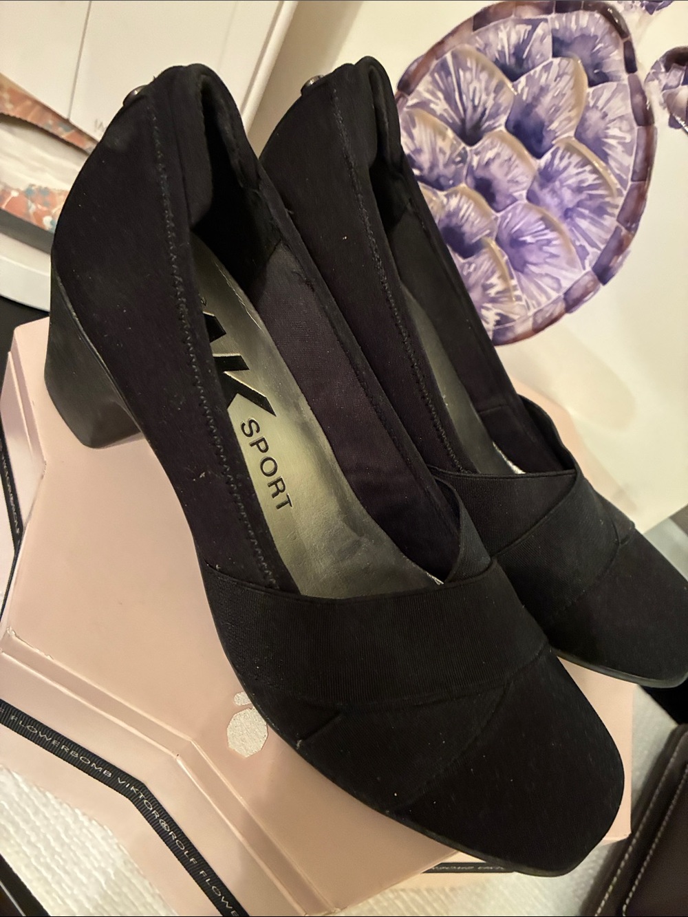 Clarks Black Low Block Heel Dress Pumps